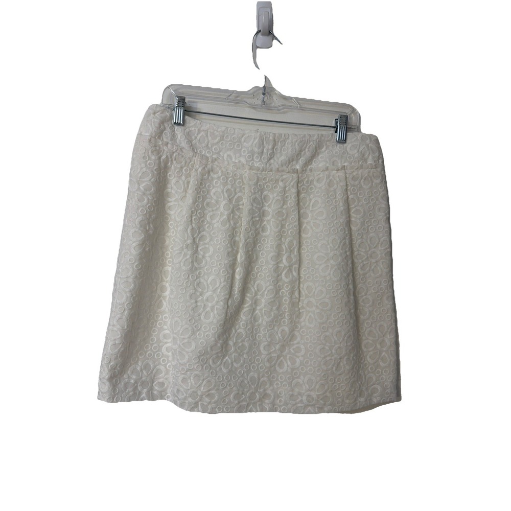 Ann Taylor LOFT Skirt Womens White Size 10 Floral Embroidered Lace Summer New